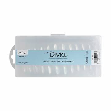 Гелевые типсы для наращивания ногтей Divia Gel Nail Tips Миндаль Di1581, 240 шт Гелевые типсы для наращивания ногтей Divia Gel Nail Tips Миндаль Di1581, 240 шт