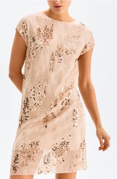 Міні-сукня з паєтками - нюдовий