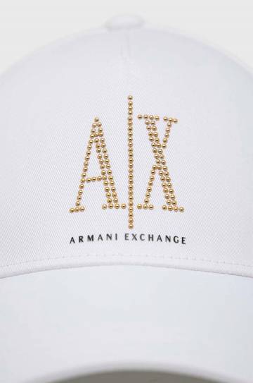 Хлопковая кепка Armani Exchange цвет белый с аппликацией Хлопковая кепка Armani Exchange цвет белый с аппликацией