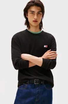 Мужской черный лонгслив BADGE Черный L Tommy Jeans DM0DM21974
