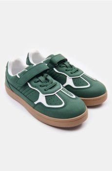 Кросівки з контрастною окантовкою - темно-зелений