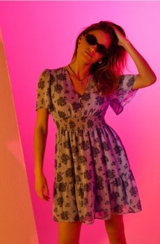 Мінісукня з квітковим принтом - різнобарвний