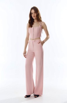 Рожеві штани-палаццо з високою талією