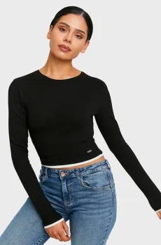 Женский черный лонгслив Черный L Tally Weijl STSCOCUFFA