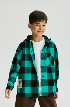 Reserved - Картата сорочка oversize - свіжий зелений - 035FO-76X