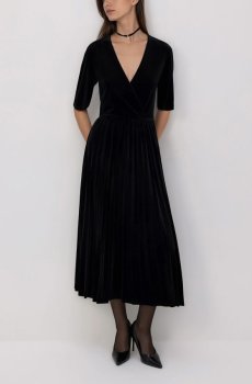 Reserved - Велюрова сукня з плісуванням - чорний - 947GA-99X