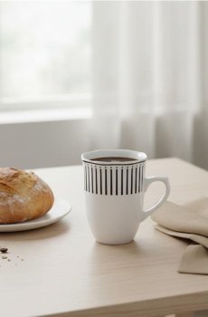 Керамічне горнятко зі смугастим візерунком - чорний