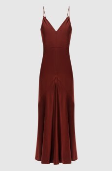 Коричневое платье миди Brigita из шелка