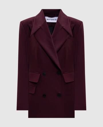 Бордовый двубортный жакет с шерстью Бордовый двубортный жакет с шерстью