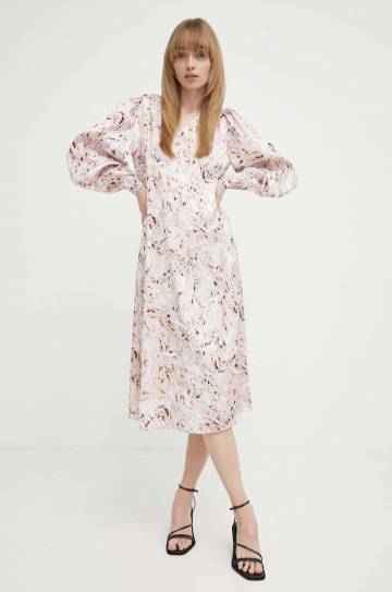 Платье Bruuns Bazaar PellitoryBBLenea dress цвет розовый midi расклешённое BBW3984 Платье Bruuns Bazaar PellitoryBBLenea dress цвет розовый midi расклешённое BBW3984