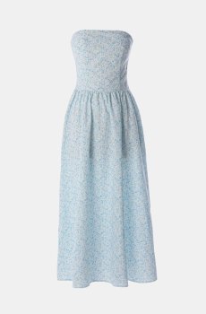 Блакитна сукня максі з квітковим принтом