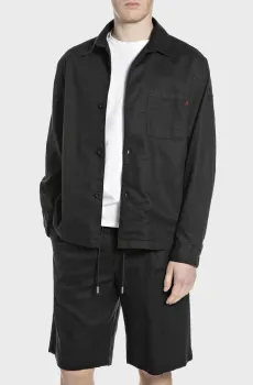 Мужская черная льняная рубашка Черный M Replay M8528 .000.85500