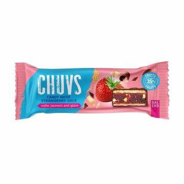 Конфета Chuvs с яблочным пюре, клубничным соком и жареным арахисом, 30 г Конфета Chuvs с яблочным пюре, клубничным соком и жареным арахисом, 30 г