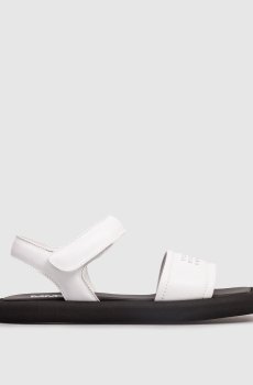 Детские белые кожаные сандалии с логотипом
