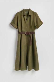 Reserved - Сукня міді з лляної суміші - зелений - 345HK-87X