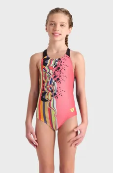 Детский коралловый купальник PALETTE SWIMSUIT SWIM PRO BACK Коралловый 6 Arena 007918-350