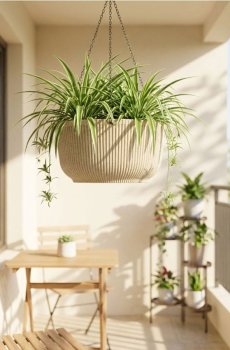 Рифлений підвісний вазон - бежевий