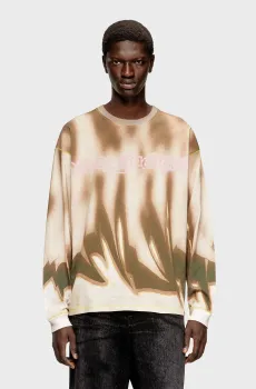 Мужской бежевый лонгслив с узором T-BOXT-LS-SHOW Бежевый L Diesel A21229 0BKBY