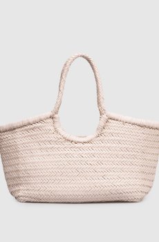 Розовая кожаная плетеная сумка-тоут Nantucket