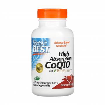 Коэнзим Q10 Doctors Best High Absorption CoQ10 With Bioperine 200 мг, 180 веганских капсул Коэнзим Q10 Doctors Best High Absorption CoQ10 With Bioperine 200 мг, 180 веганских капсул