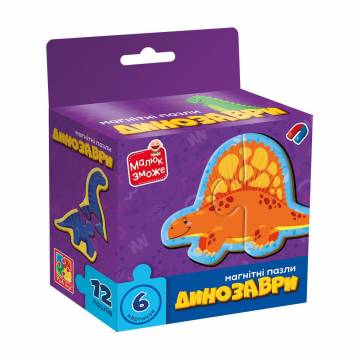 Магнитные пазлы Vladi Toys Динозавры, от 3 лет, 12 деталей (VT1733-01) Магнитные пазлы Vladi Toys Динозавры, от 3 лет, 12 деталей (VT1733-01)