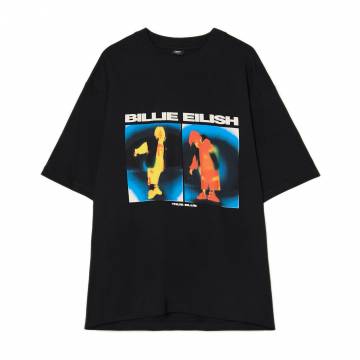 Cropp - Чорна футболка з принтом Billie Eilish - чорний Cropp - Чорна футболка з принтом Billie Eilish - чорний