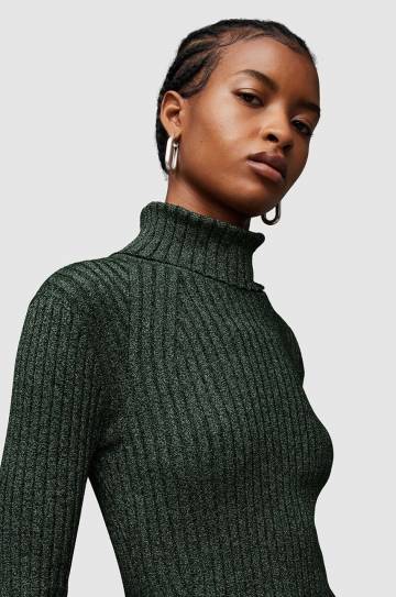 Платье AllSaints Juliette цвет зелёный mini облегающее Платье AllSaints Juliette цвет зелёный mini облегающее