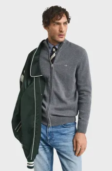 Мужской серый кардиган CASUAL COTTON ZIP Серый XXL Gant 8030164
