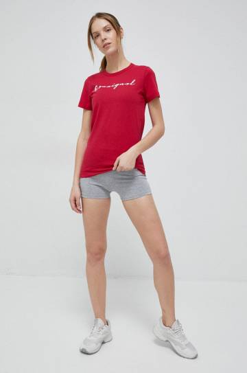 Шорты Fila x Hailey Bieber женские цвет серый меланж высокая посадка Шорты Fila x Hailey Bieber женские цвет серый меланж высокая посадка