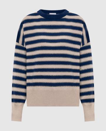 Синий джемпер из кашемира в полоску Синий джемпер из кашемира в полоску