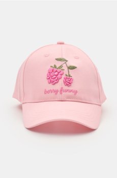 Бавовняна шапка з декоративною вишивкою - рожевий