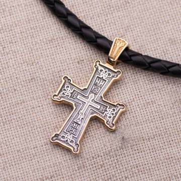 Серебряный крестик с позолотой «Голгофа» 131794 Серебряный крестик с позолотой «Голгофа» 131794