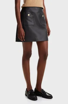 Женская черная кожаная юбка LEATHER MINI SKIRT Черный 34 Tommy Hilfiger WW0WW43782