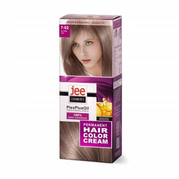 Стойкая крем-краска для волос Jee Cosmetics Permanent Hair Color Cream 7-02 Светло-русый пепельный, 115 мл Стойкая крем-краска для волос Jee Cosmetics Permanent Hair Color Cream 7-02 Светло-русый пепельный, 115 мл