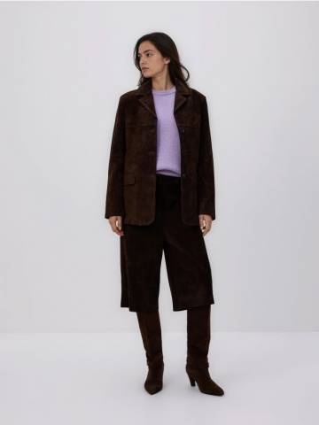 Reserved - Шкіряний блейзер - темно коричневий - YS464-89X