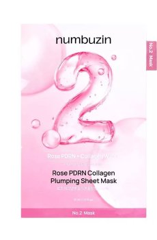 Тканевая маска для лица Numbuzin No.2 Rose PDRN Collagen Plumping Sheet Mask для сияния кожи, с розой, PDRN и коллагеном, 33 мл