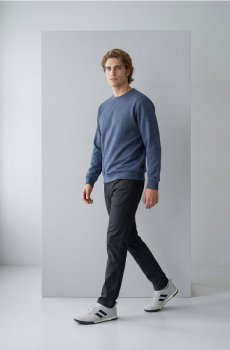 Базова кофта crewneck з домішкою бавовни - темно-синій