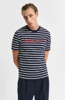 Мужская темно-синяя футболка в полоску GRAPHIC STRIPED Синий XXL Gant 2003307