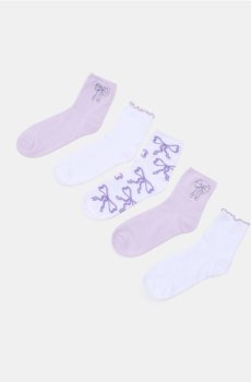 Шкарпетки з мотивом бантика 5 штук - Фіолетовий