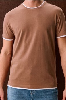 Бавовняна футболка basic - золотисто-коричневий