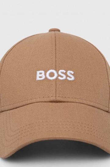 Хлопковая кепка BOSS цвет бежевый с аппликацией Хлопковая кепка BOSS цвет бежевый с аппликацией