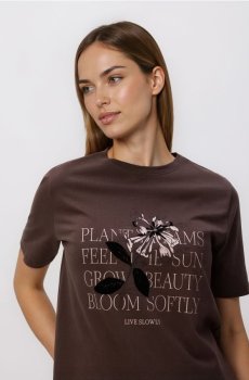 Reserved - Бавовняна футболка з принтом - бежевий - 183HT-80X