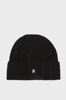 Женская черная шапка ELEVATED CHIC FLUFFY Черный ONESIZE Tommy Hilfiger AW0AW17784