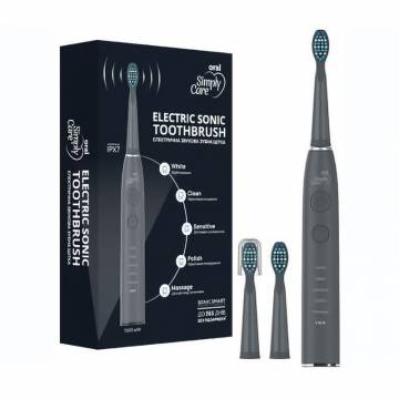 Электрическая звуковая зубная щетка Simply Care Oral Electric Sonic Toothbrush серая, 1 шт Электрическая звуковая зубная щетка Simply Care Oral Electric Sonic Toothbrush серая, 1 шт