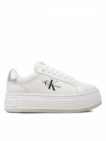 Calvin Klein Jeans Снікерcи Bold Platf Low Lace Lth Ml Mtl YW0YW01516 Білий Calvin Klein Jeans Снікерcи Bold Platf Low Lace Lth Ml Mtl YW0YW01516 Білий