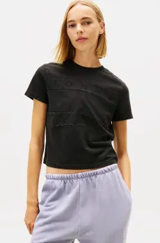 Женская черная футболка REG SH TONAL FLAG Черный S Tommy Jeans DW0DW22539