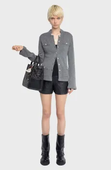 Женский серый шерстяной кардиган Lucy Серый XS ZADIG&VOLTAIRE KWCA01634_ANTHRACITE