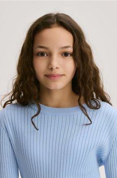 Reserved - Джемпер з трикотажу в рубчик - блідо-блакитний - 805IE-05X