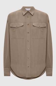 Коричневая рубашка с льном