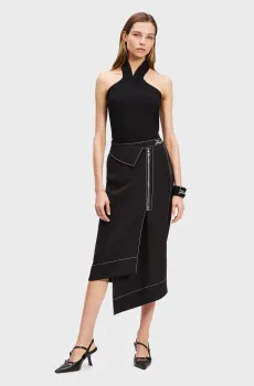 Женская черная юбка contrast stitch Черный 38 Karl Lagerfeld A3W12020